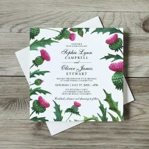 Elegant Scottish Thistle Floral Wedding Kaart