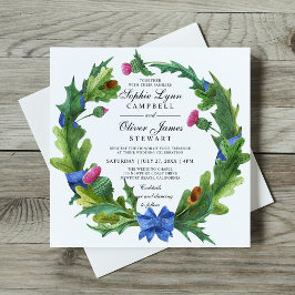 Elegant Scottish Thistle Floral Wedding Kaart