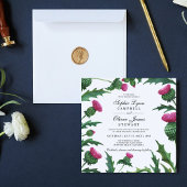 Elegant Scottish Thistle Floral Wedding Kaart