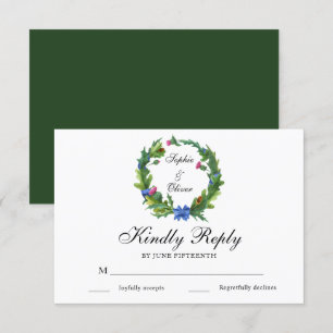 Elegant Scottish Thistle Floral Wedding RSVP-kaart Kaart
