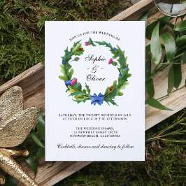 Elegant Scottish Thistle Floral Wreath Kaart