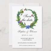 Elegant Scottish Thistle Floral Wreath Save The Date (Voorkant)