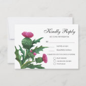 Elegant Scottish Thistle Wedding Meal Choice RSVP Kaart (Voorkant)