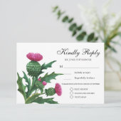 Elegant Scottish Thistle Wedding Meal Choice RSVP Kaart (Staand voorkant)