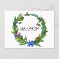 Elegant Scottish Thistle Wedding Meal Choice RSVP