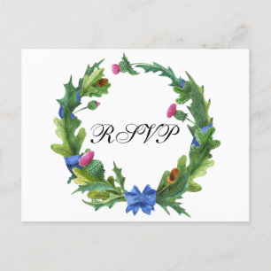 Elegant Scottish Thistle Wedding Meal Choice RSVP Uitnodiging Briefkaart