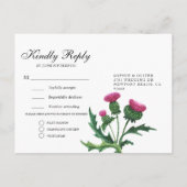 Elegant Scottish Thistle Wedding Meal Choice RSVP Uitnodiging Briefkaart (Achterkant)