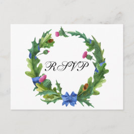 Elegant Scottish Thistle Wedding Meal Choice RSVP Uitnodiging Briefkaart