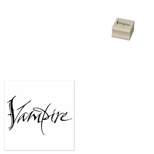 Elegant Scratched Lettering Vampire Halloween Rubberstempel (Gestempeld)