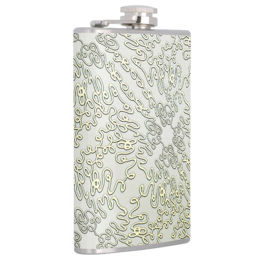 Elegant Scribble Pattern in Gold & Silver Heupfles (Rechts)