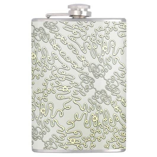 Elegant Scribble Pattern in Gold & Silver Heupfles (Voorkant)