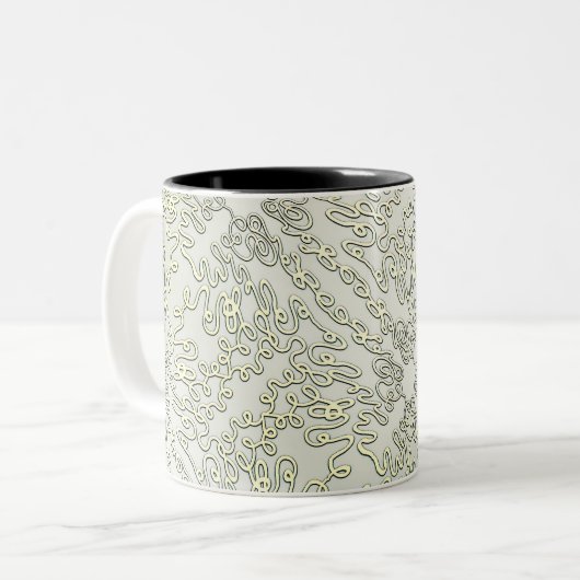 Elegant Scribble Pattern in Silver & Gold Tweekleurige Koffiemok (Voorkant links)