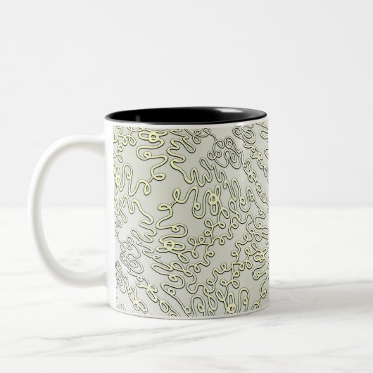 Elegant Scribble Pattern in Silver & Gold Tweekleurige Koffiemok (Links)