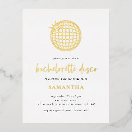 Elegant Scriot Disco Ball Bachelorette Party Real Folie Uitnodiging Briefkaart