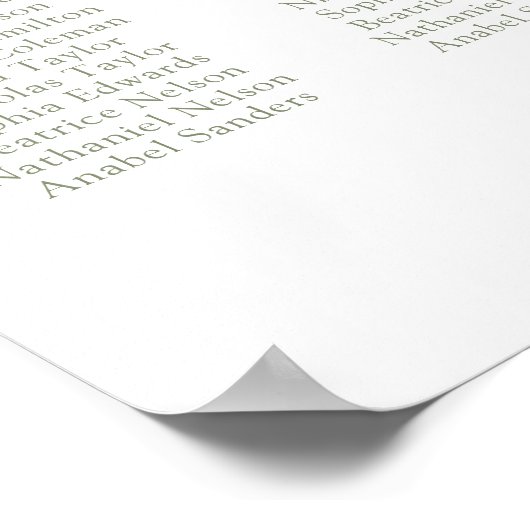 Elegant Scrip 20 Tafel Roos Bruiloft Zittinggrafie Poster (Hoek)