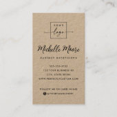 Elegant scrip aangepast logo verticaal Kraft-papie Visitekaartje (Voorkant)