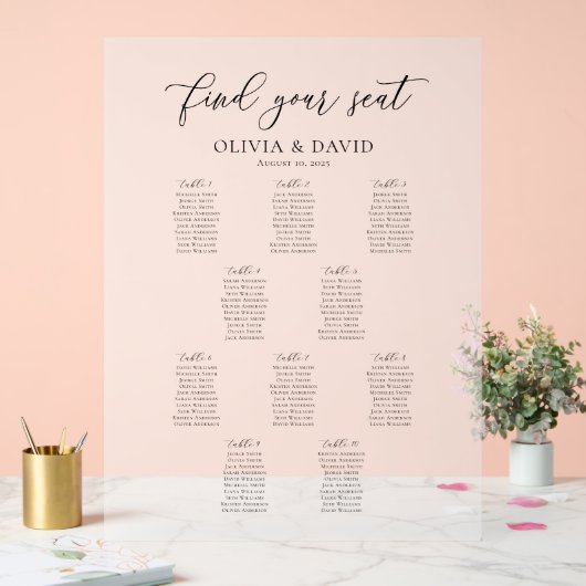 Elegant Script 10 tafel Zitting Grafiek Acryl Teke Acryl Bord (Huwelijk)