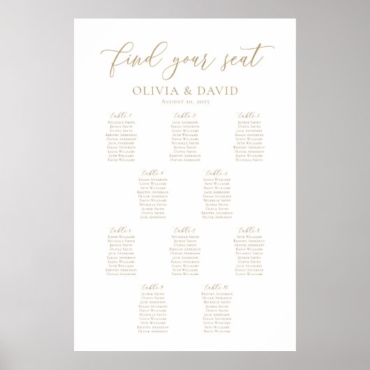 Elegant Script 10 Tafels Welkom Zittingkaart Poster (Voorkant)