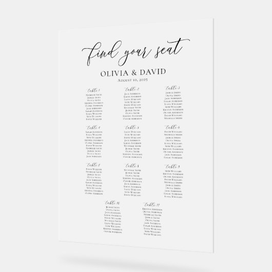 Elegant Script 11 tafel Zitting Grafiek Acryl Teke Acryl Bord (Hoek)