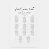 Elegant Script 11 tafel Zitting Grafiek Acryl Teke Bord (Voorkant)