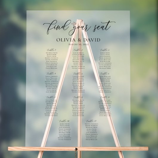 Elegant Script 11 tafel Zitting Grafiek Acryl Teke Bord (Neutraal)