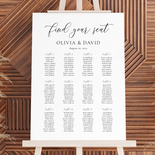 Elegant Script 12 Tafel Stoelenkaart Poster