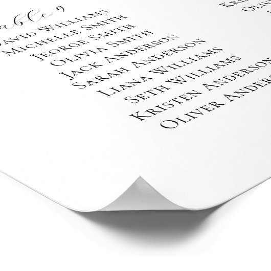 Elegant Script 12 Tafels Welkom Zittingkaart Poster (Hoek)