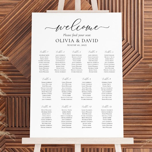Elegant Script 13 Tafels Welkom Zitplaatsenkaart Poster