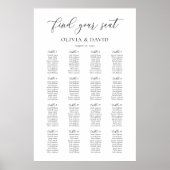 Elegant Script 16 Tafel Stoelenkaart Poster (Voorkant)