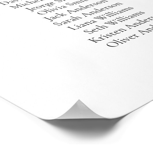 Elegant Script 16 tafel Zitgrafiek Poster (Hoek)