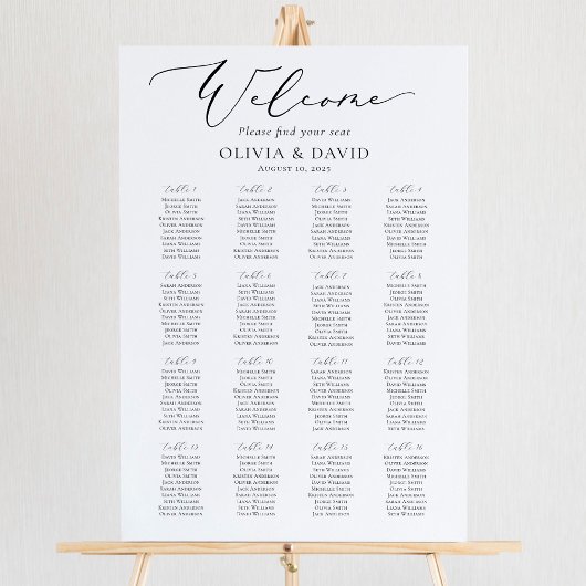 Elegant Script 16 Tafels Welkom Zitplaatsenkaart Poster