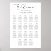 Elegant Script 18 Tables Welcome Seating Chart Poster (Voorkant)