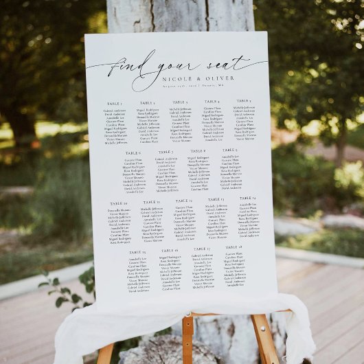 Elegant Script 18 Tafels Welkom Zitplaatsenkaart Poster