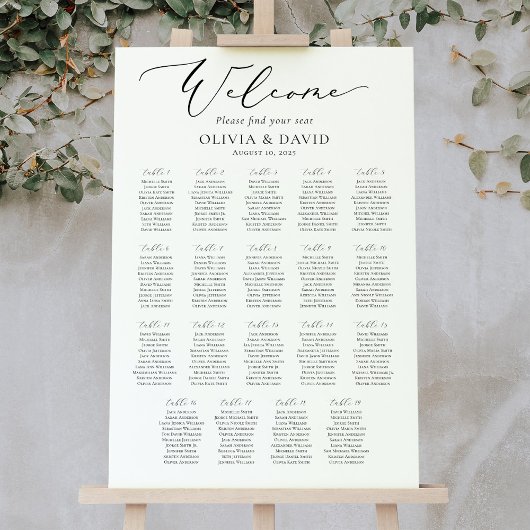 Elegant Script 19 Tafels Welkom Zitplaatsenkaart Poster