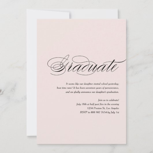 Elegant Script 2018 Photo Afstuderen Invitation II Kaart (Achterkant)