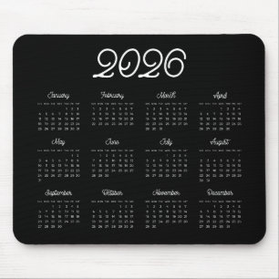Elegant  script 2025 Zwarte kalender Muismat