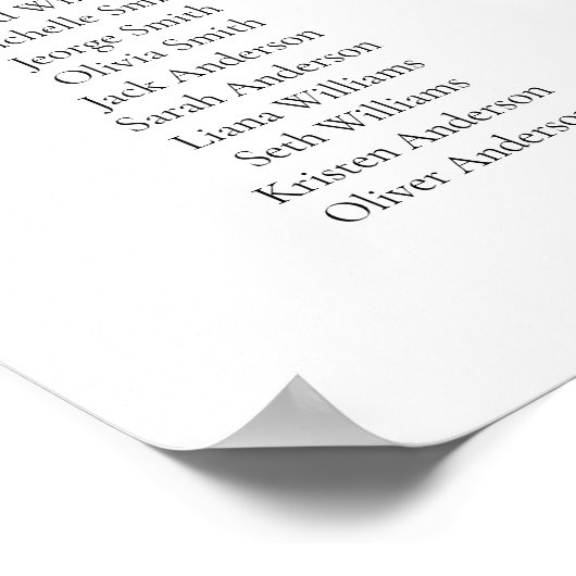 Elegant Script 20 tafel zitschema Poster (Hoek)