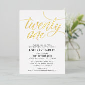 ELEGANT SCRIPT 21ste verjaardag feestje stijlvol g Folie Uitnodiging (Staand Voorkant)