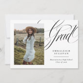 Elegant Script 2 Foto Afstudeer Uitnodiging (Voorkant)