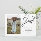 Elegant Script 2 Foto Afstudeer Uitnodiging (Staand voorkant)