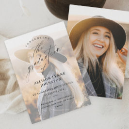 Elegant Script 2 Foto Afstuderen Aankondiging