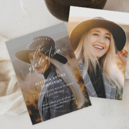 Elegant Script 2 Foto Afstuderen Aankondiging