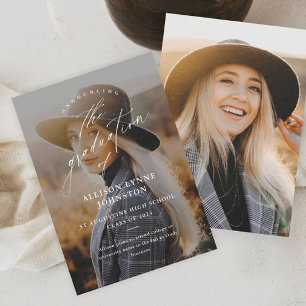 Elegant Script 2 Foto Afstuderen Aankondiging