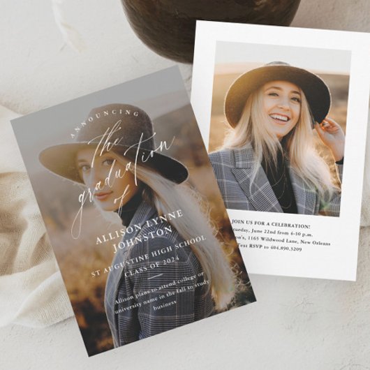 Elegant Script 2 Foto Afstuderen Kaart