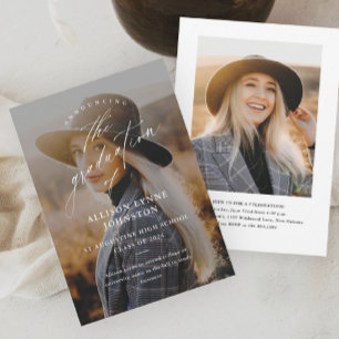 Elegant Script 2 Foto Afstuderen Kaart