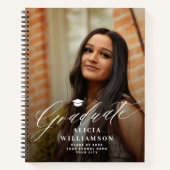 Elegant script 2 foto afstuderen partij gastenboek notitieboek (Voorkant)