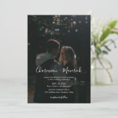 Elegant Script 2 Foto Alles in één bruiloft Kaart (Staand voorkant)