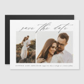 Elegant Script 2 Foto bruiloft bewaart de datum Magnetische Uitnodiging (Voorkant / Achterkant)