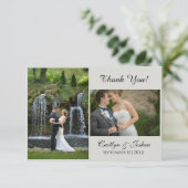 Elegant Script 2 Foto bruiloft Hartelijk dank Bedankkaart (Staand voorkant)