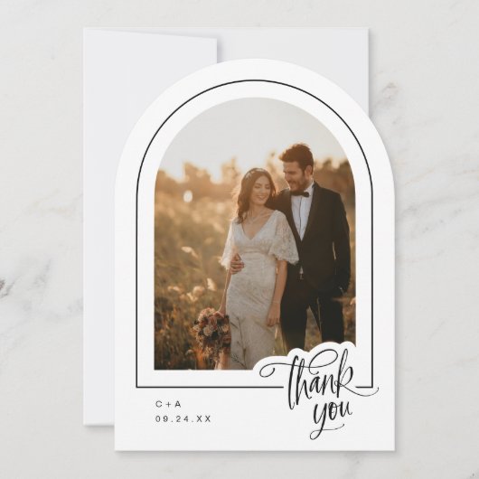 Elegant Script 2 Foto bruiloft Hartelijk dank Kaart (Voorkant)